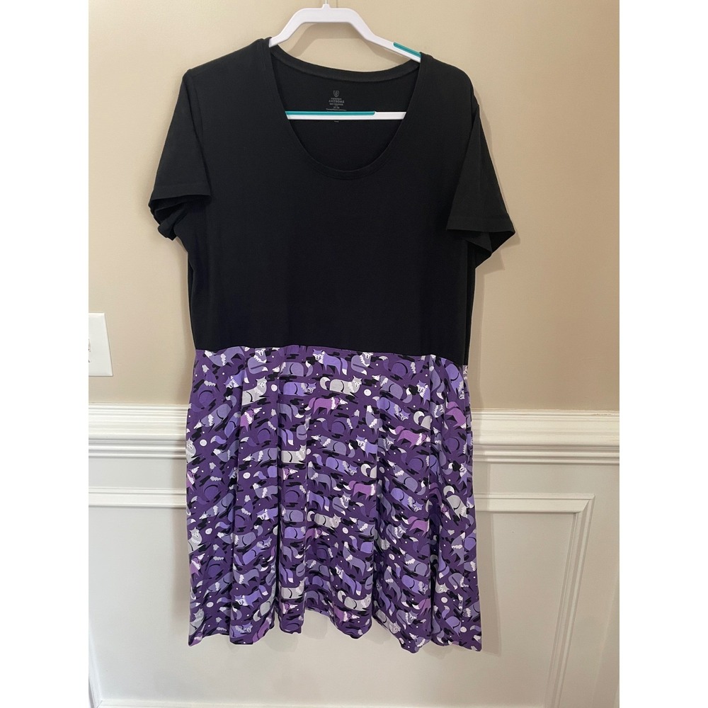 Princess Awesome Midnight Call Wolf Print Dress Black Purple Size 24-26